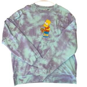 Men's Bart Simpson Pullover Sweatshirt‎ - Turquoise Blue/Lilac Purple